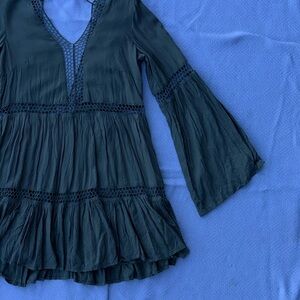 Boho Green Bell Sleeve Dress